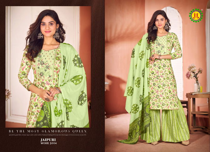 Jt Jaipuri Work Rayon Vol 3 Rayon Embroidery Printed Dress Material Wholesalers In Delhi
